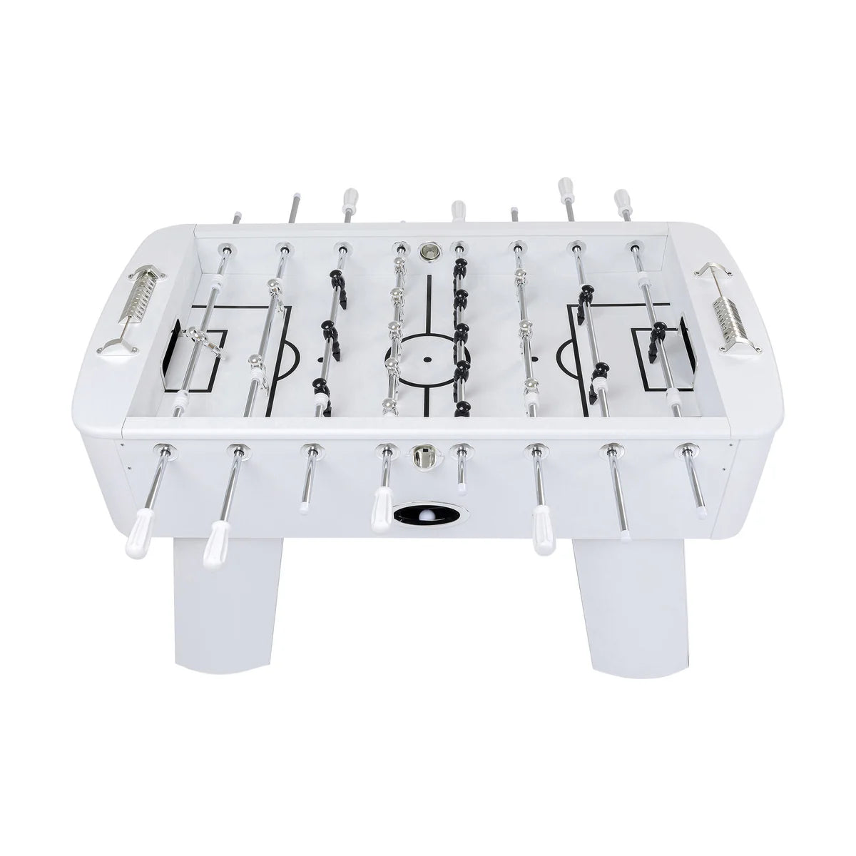 White Steel Chromed Foosball Soccer Table 125x145x90 cm – Professional Indoor Football Game Table