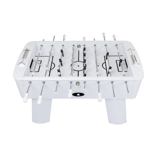 White Steel Chromed Foosball Soccer Table 125x145x90 cm – Professional Indoor Football Game Table