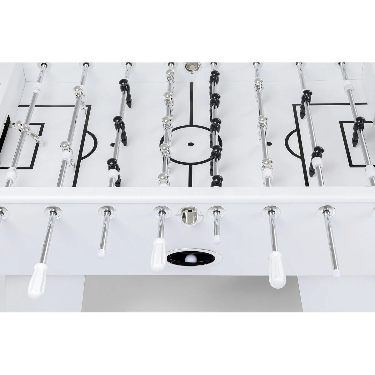 White Steel Chromed Foosball Soccer Table 125x145x90 cm – Professional Indoor Football Game Table