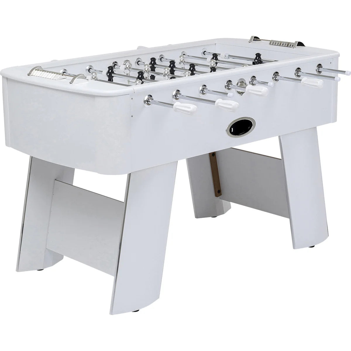 White Steel Chromed Foosball Soccer Table 125x145x90 cm – Professional Indoor Football Game Table