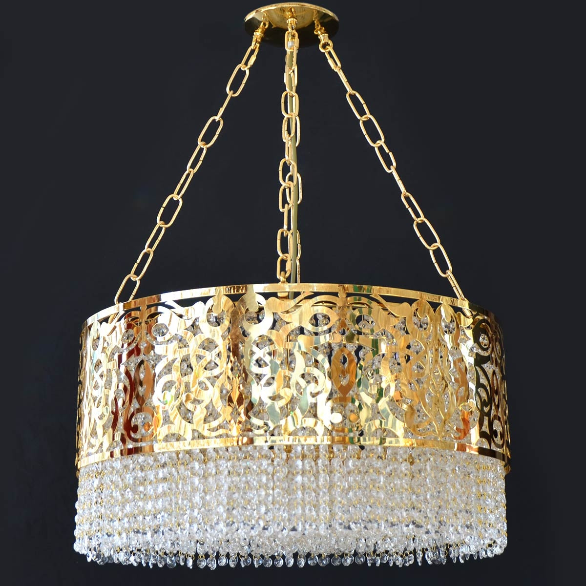 Elegant Crystal Chandelier With a Round Shape - Gold