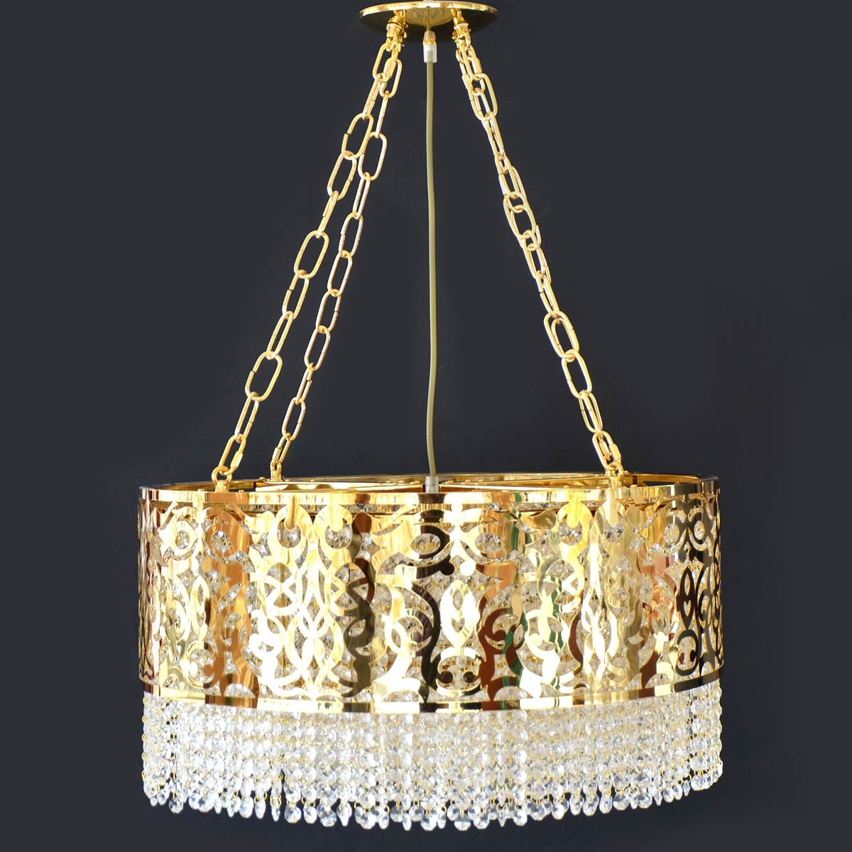 Elegant Crystal Chandelier With a Round Shape - Gold