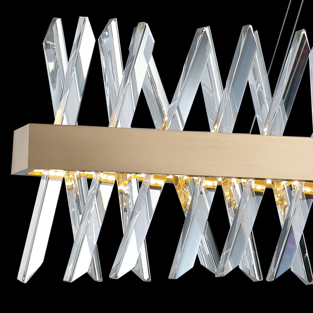 Modern Hanging Light K9 Clear Crystal - Brass