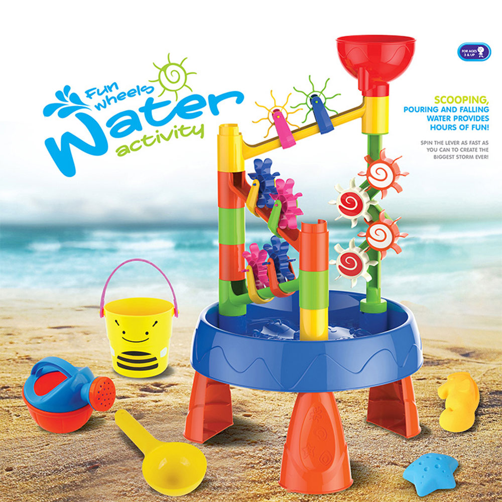 COOLBABY WQSJ-STWJ02 Waterwheel Funnel Beach Table Set Summer Beach Playing Children's Toys,Fun Wheels Water Table Outdoor Toy Water Fun Sand Beach Activity - COOL BABY