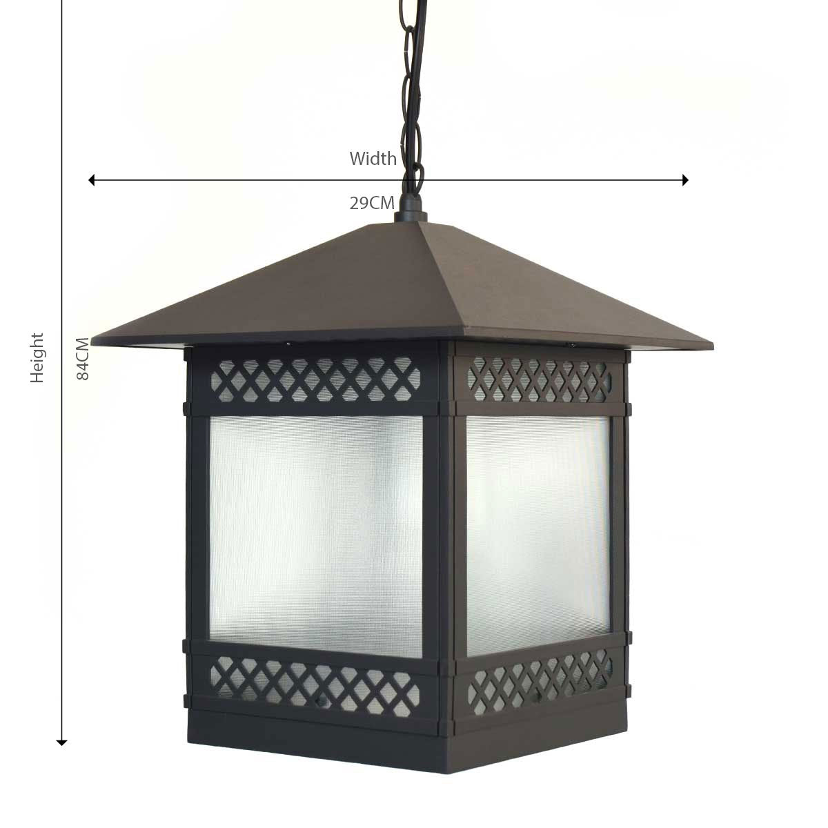 Outdoor Hanging Light, E27 Glass Diffuser- Dark Grey