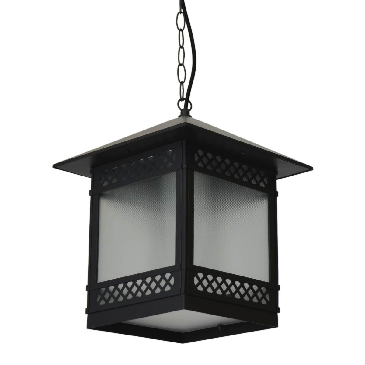 Outdoor Hanging Light, E27 Glass Diffuser- Dark Grey