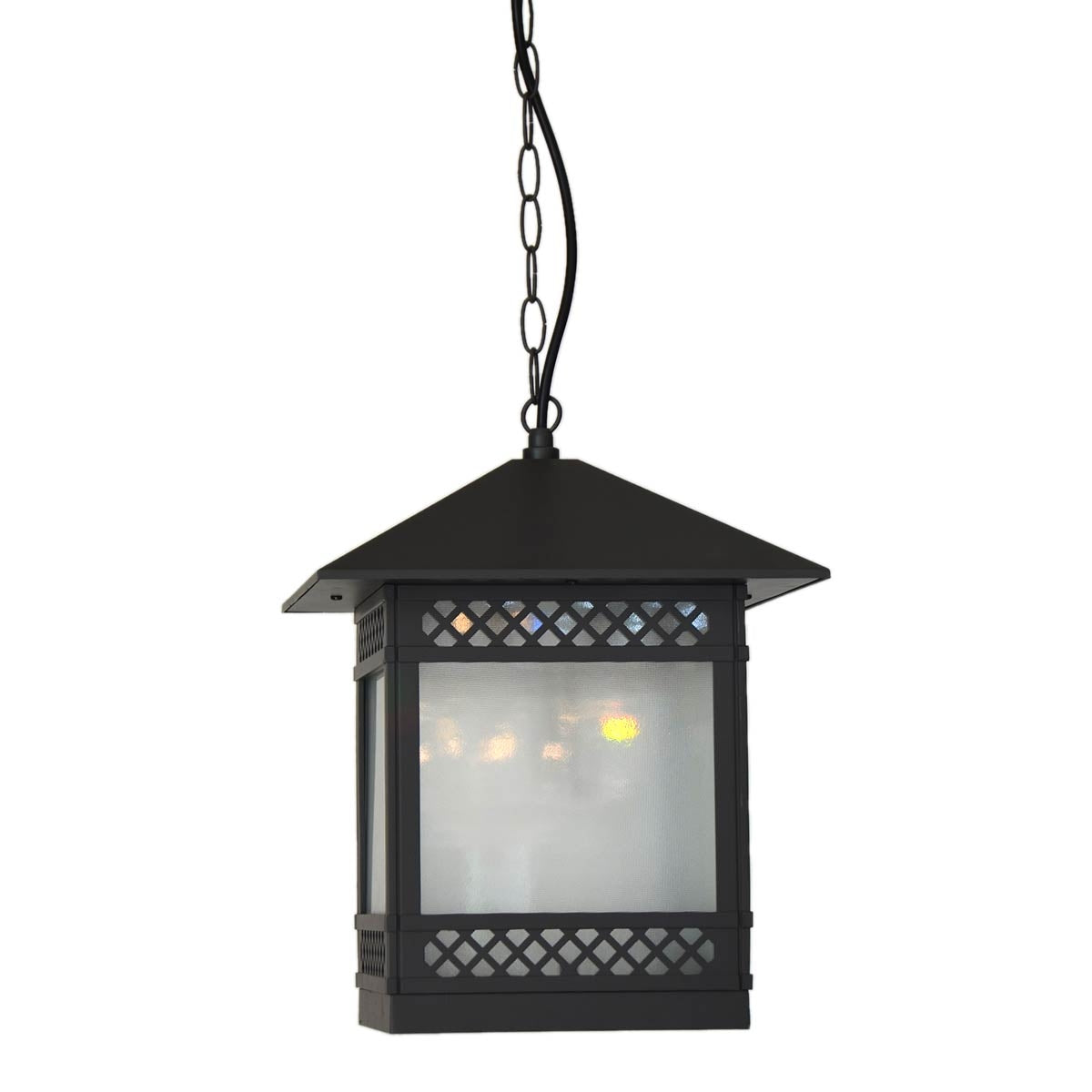 Outdoor Hanging Light, E27 Glass Diffuser- Dark Grey