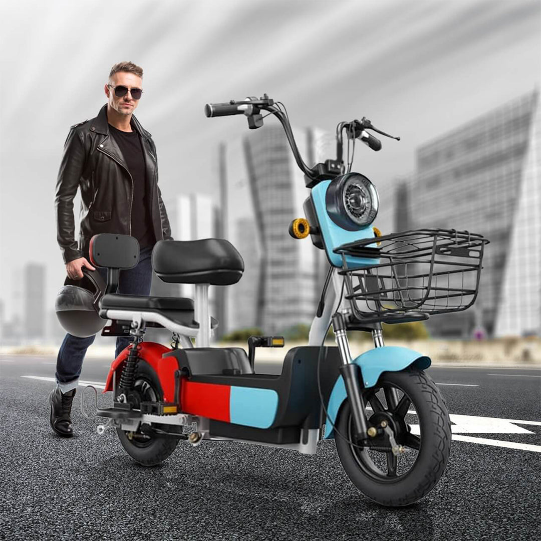 Megawheels Jazz Electric Moped Scooter 48V with Pedal Assist, Remote Alarm - COOLBABY