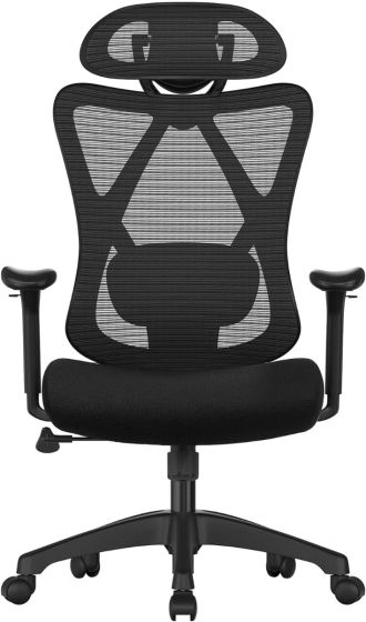 Office Chair, Ergonomic Desk Computer Chair, Mesh Chair, Adjustable Lumbar Support and Headrest Adjustable Height Black for Office - COOLBABY