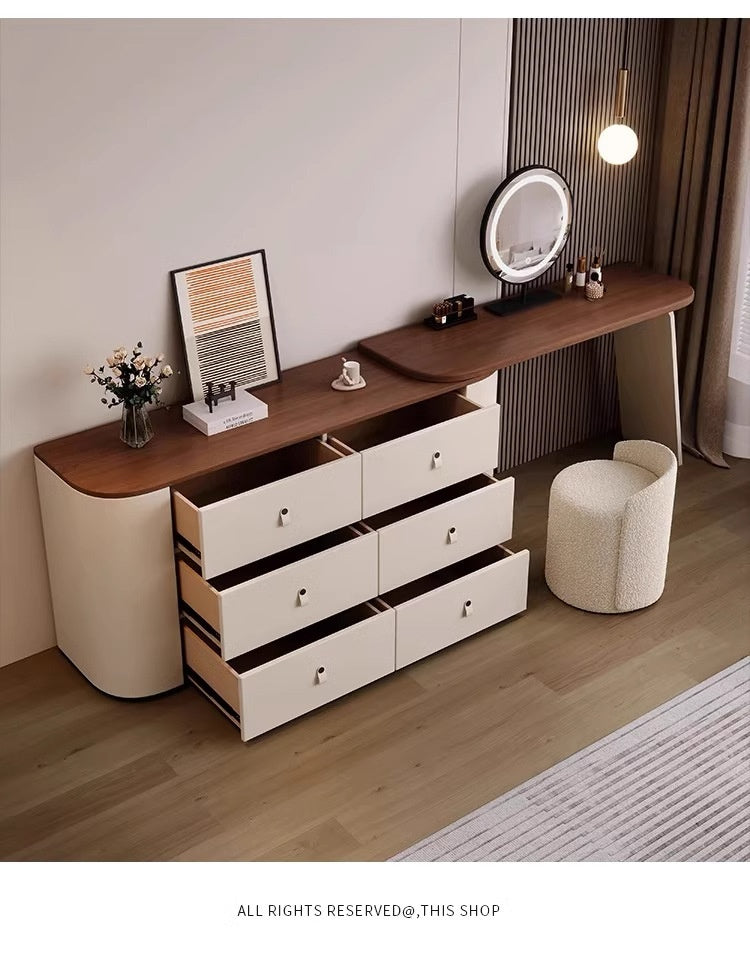 COOLBABY Luxury modern simple solid wood red dresser corner with LED light makeup table small