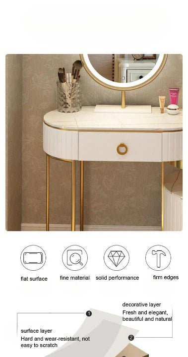 Modern Vanity Makeup Table with Lighted Mirror and Stool | Stylish Bedroom Décor - COOLBABY