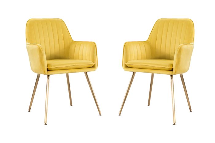 Velvet Dining Chair with Golden Metal Legs - COOLBABY