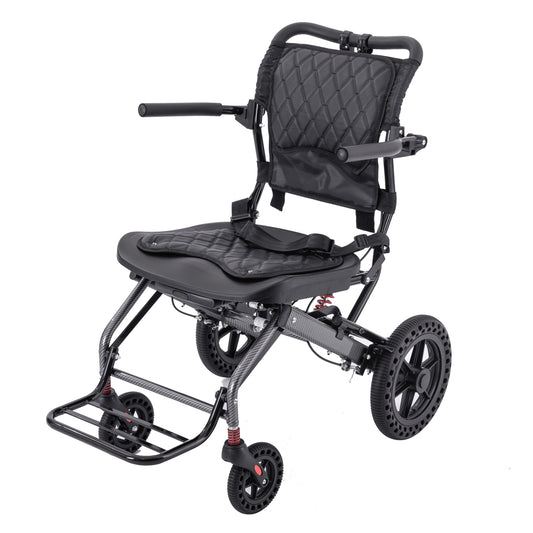 Ultra Lightweight Portable Ergonomic Design Foldable Manual Wheelchair with Pull Rod Aluminum Alloy Travel Wheelchair - COOLBABY