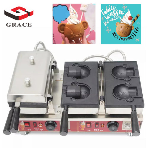 Bear Shape Waffle Maker Ice Cream Waffle Cake Bubble Waffle Bowl Maker - COOLBABY