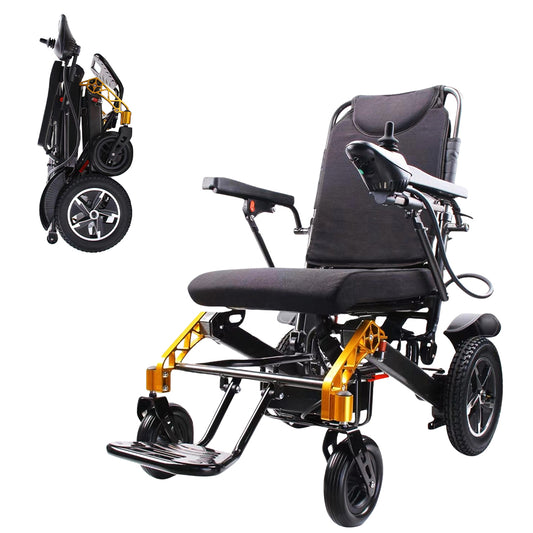 Folding Aluminum Electric Wheelchair for Adults & Disabled Portable Airline Approved - COOLBABY
