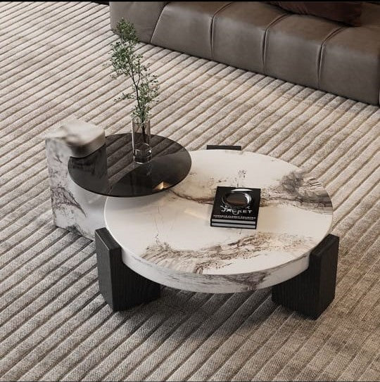 Marble Coffee Table - Black with patterned marble - COOLBABY