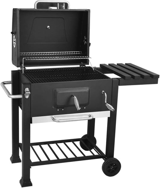 COOLBABY Trolley Charcoal Barbecue Grill - Outdoor Patio Garden BBQ with Side Trays and Storage Shelf - COOL BABY