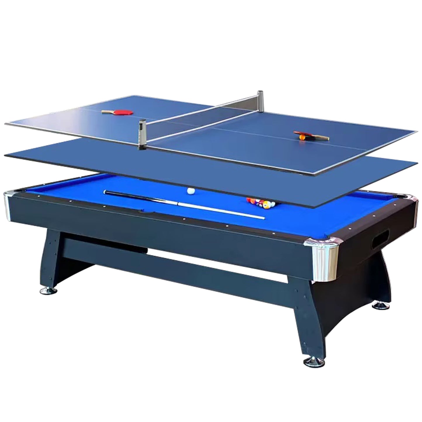 7ft 8ft 3 IN 1 Billiard Pool Tables with Full Accessory Multi-function Home Use Ping Pong Dining Table Convertible 3in1 Portability Pool Table - COOLBABY