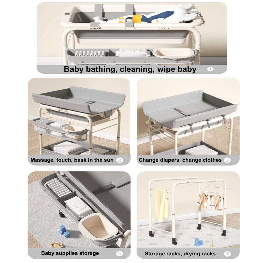 COOLBABY Portable Baby Changing Table,Foldable Changing Table Dresser Changing Station for Infant,Nursing Bath 2 in 1 - COOL BABY