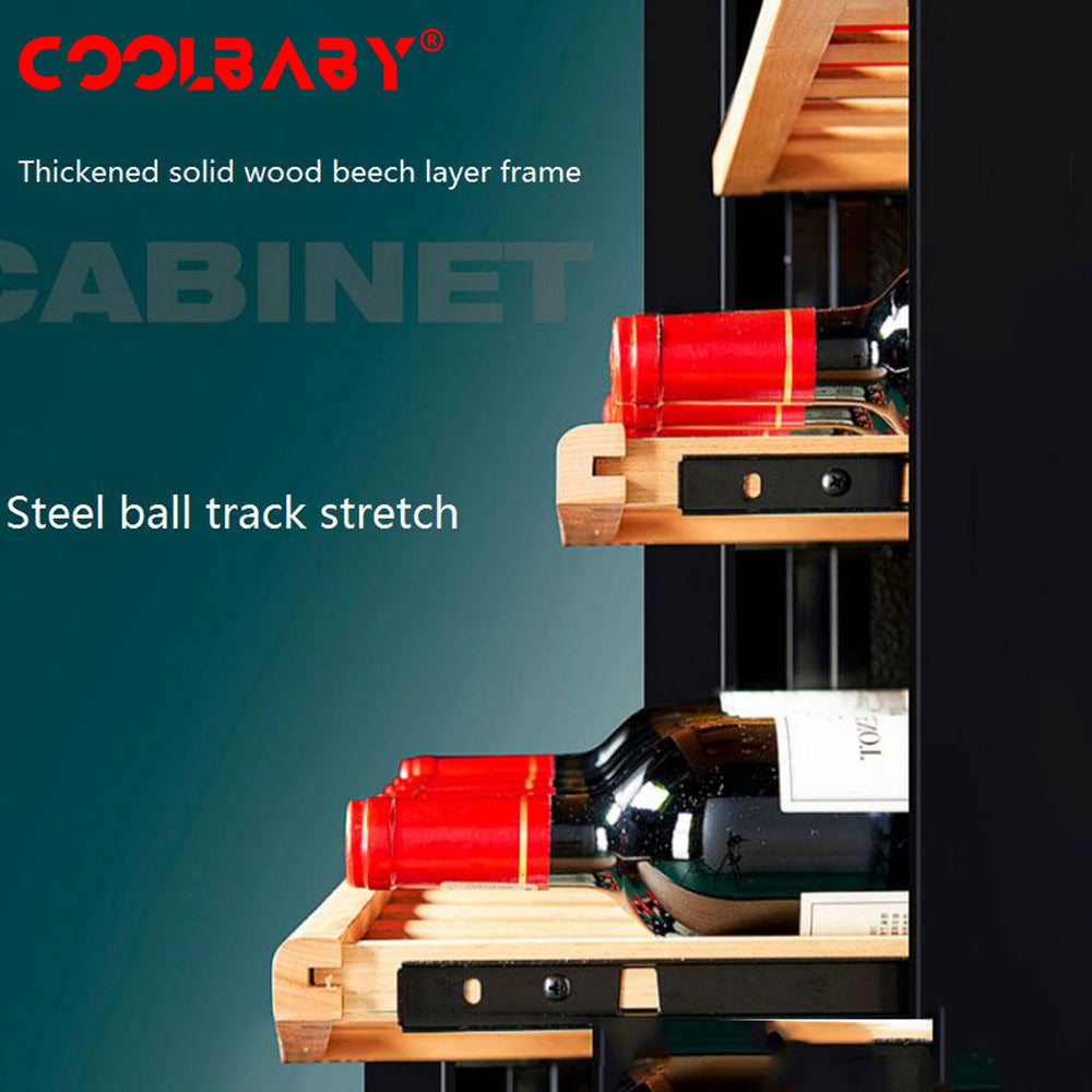 COOLBABY Premium Eight-Layer Wine Cabinet with LED Display and Exceptional Cooling