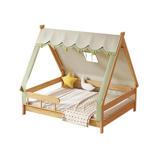 COOLBABY ZLJ1119 Nordic solid wood children's bed tent bed with guardrail - COOLBABY