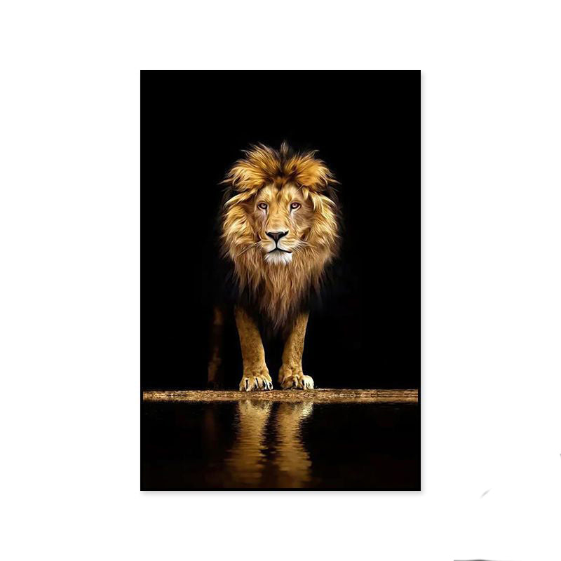 Modern Art Lion, Mural in Dark Canvas Wall Art - 150*100 cm - COOLBABY