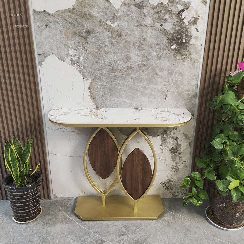 Console Table, Gold Metal Frame with Slate Marble Top - 100cm width - COOLBABY