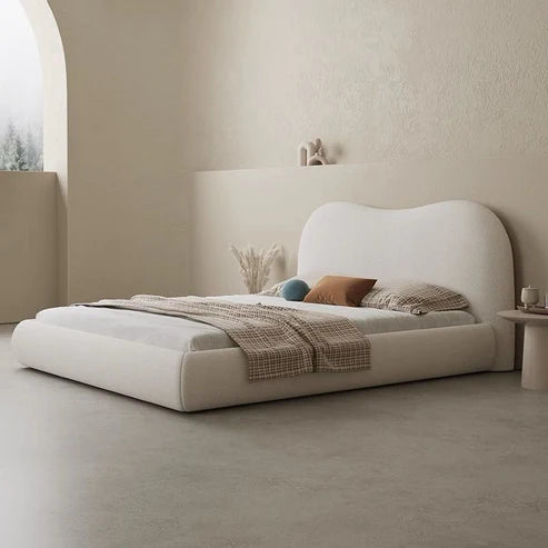 Luxurious Modern Minimalist Bed with Upholstered Fleece Fabric and High-End Headboard - COOLBABY