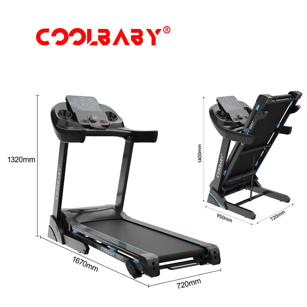 COOLBABY Folding Treadmill, Manual Incline Running Machine with 12 Pre