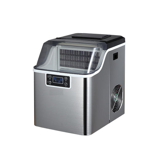 Countertop Ice Maker Machine, 30kg Daily Output, 24 Square Ice Cubes per Cycle, Stainless Steel, LCD Display, Multiple Water Supply Options