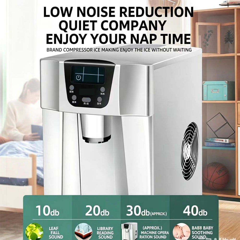 Ice Maker Machine 3 In 1 Counter Round Ice, 15kg/24H, 2L Water Tank, for Home, Office & Hotel, Silver