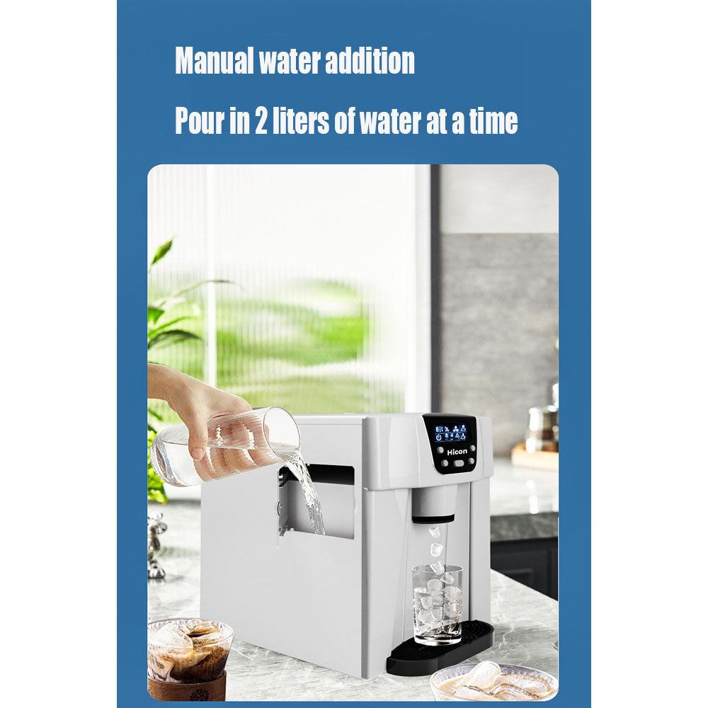 Ice Maker Machine 3 In 1 Counter Round Ice, 15kg/24H, 2L Water Tank, for Home, Office & Hotel, Silver