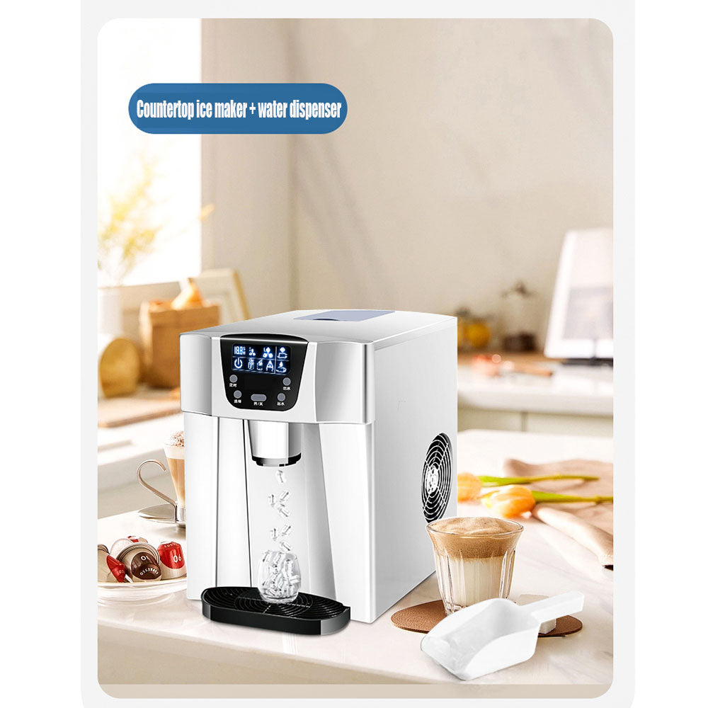 Ice Maker Machine 3 In 1 Counter Round Ice, 15kg/24H, 2L Water Tank, for Home, Office & Hotel, Silver
