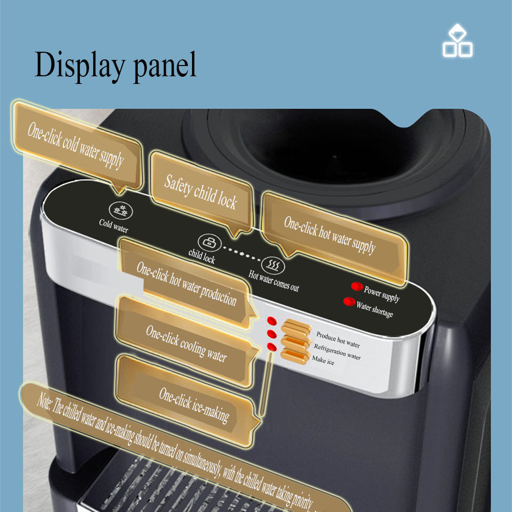 Water Dispenser with Built-In Ice Maker, Hot and Cold, 20KG Daily Output, Bullet-Shaped Ice, 290x300x836mm