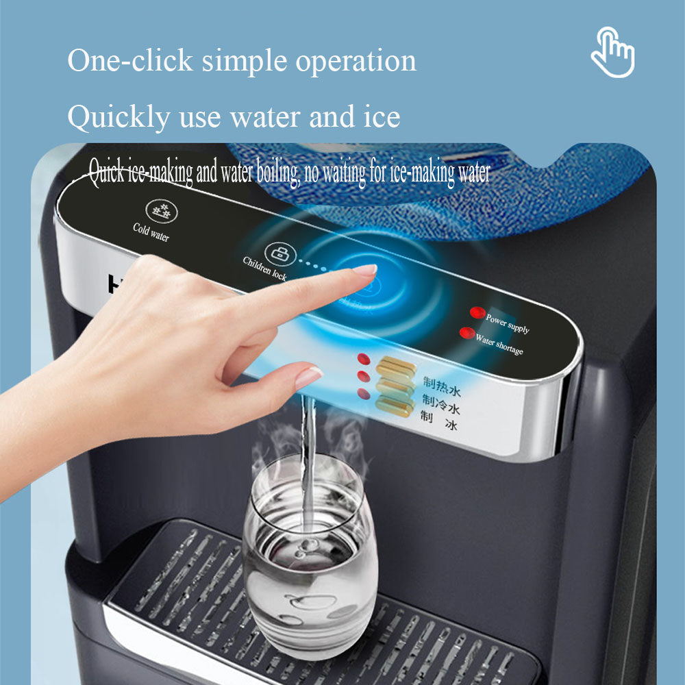 Water Dispenser with Built-In Ice Maker, Hot and Cold, 20KG Daily Output, Bullet-Shaped Ice, 290x300x836mm