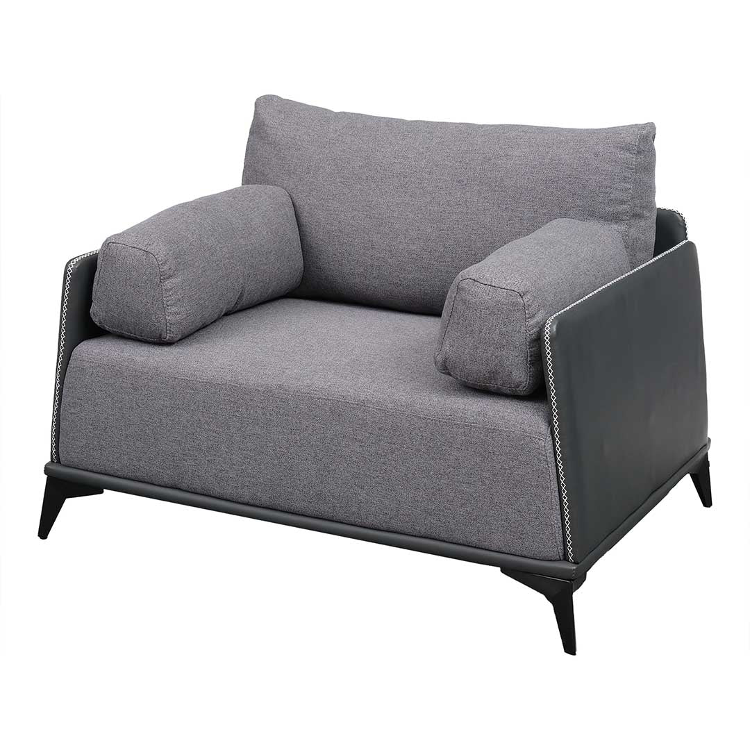 COOLBABY Durable Grey PU Leather Sofa Set – Four-Seater with Thick Cushions & Easy-Clean Design