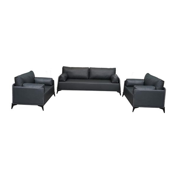 COOLBABY Durable Grey PU Leather Sofa Set – Four-Seater with Thick Cushions & Easy-Clean Design