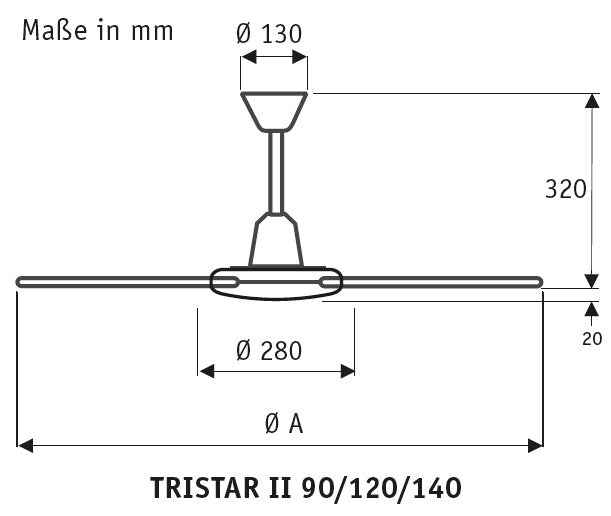 3 Blades Ceiling Fan By Ø120 White - 70 W