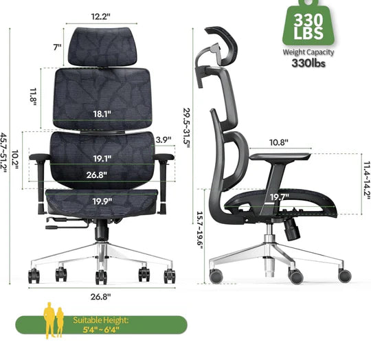 Revolving Office Chair, Ergonomic Comfort & Support Design, Leather Chair - COOLBABY