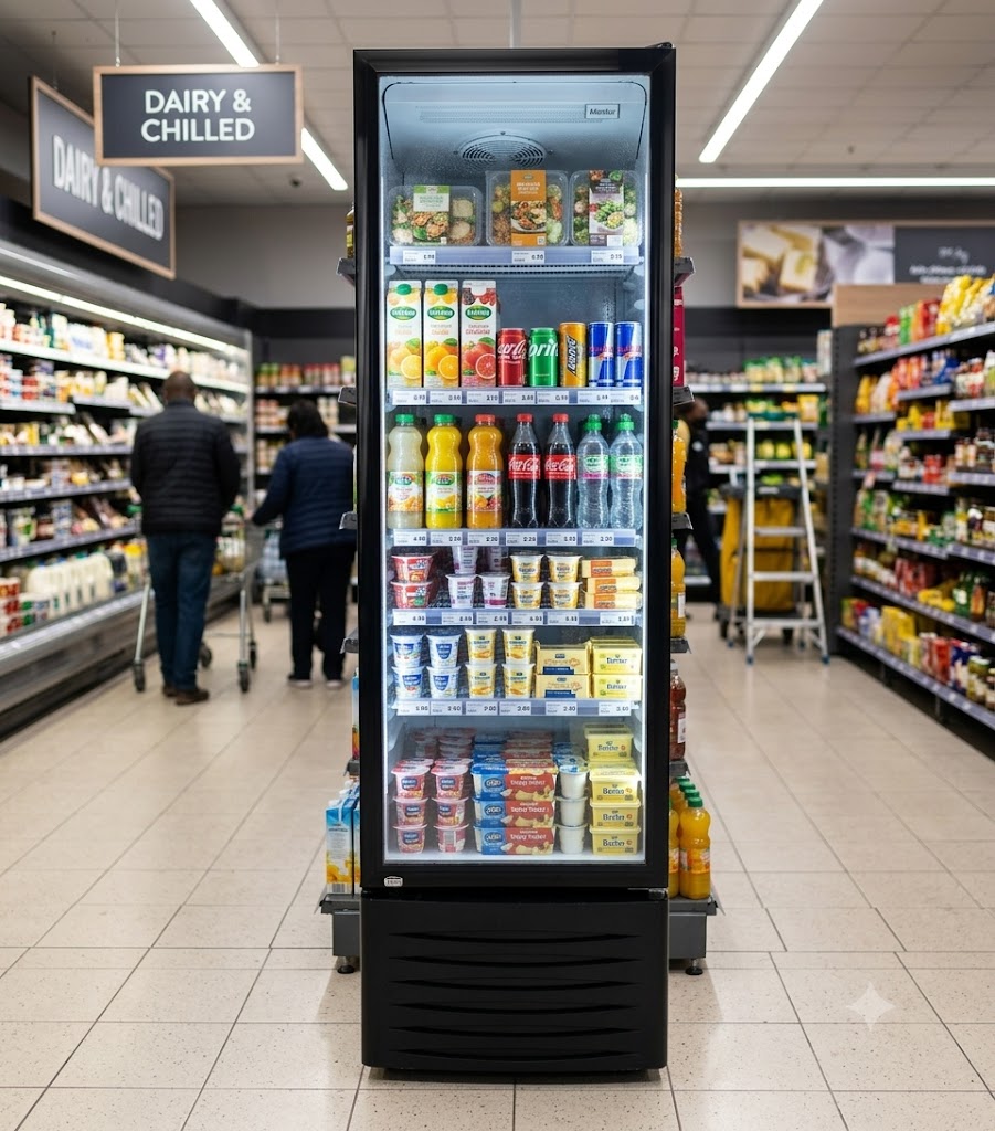 320L Upright Bottle Cooler | Single Door Showcase Chiller with Fan Cooling