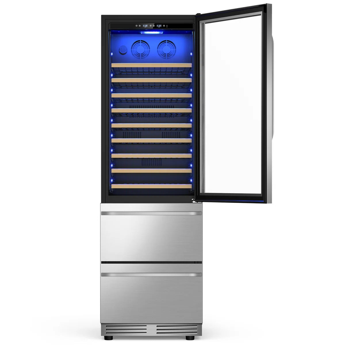 23.5'' Freestanding/Built-in 110 Bottle And 165 Can Wine & Beverage Refrigerator 2 IN 1 Dual Zone Drawer Beverage Fridge Wine Cooler