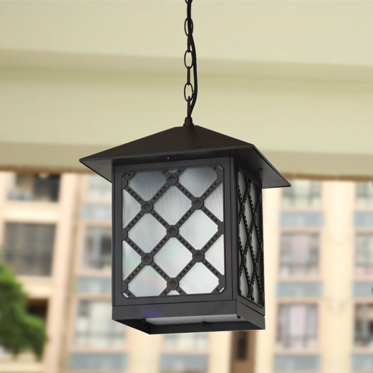 Outdoor Hanging Light - E27 Glass Diffuser - Brown