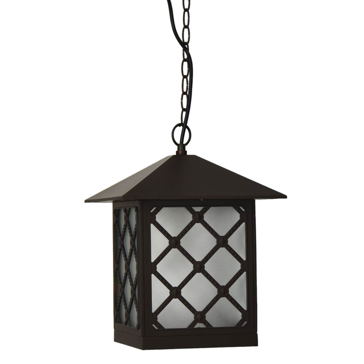 Outdoor Hanging Light - E27 Glass Diffuser - Brown