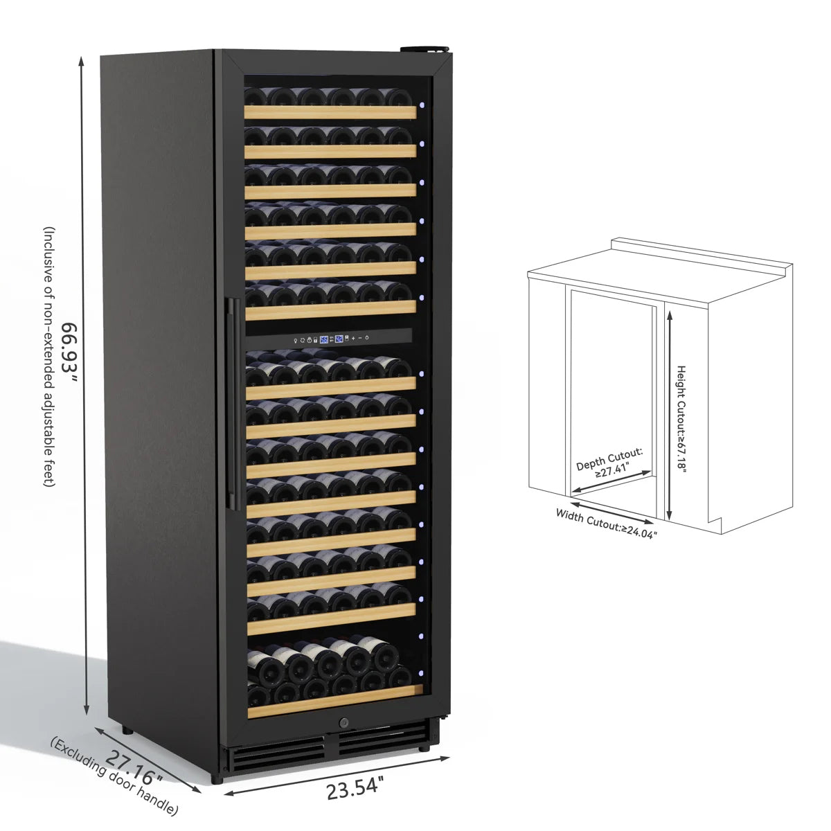 24-Inch Tall Dual Zone Wine Refrigerator -- 154-Bottle Cooler for Built-In or Freestanding Use