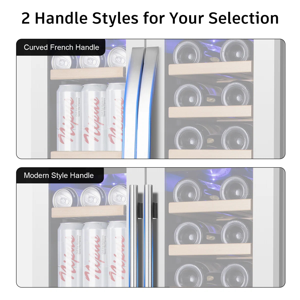 24 in. Dual Zone Beverage & Wine Refrigerator Holds 20 Bottles and 60 Cans Freestanding or Built-In Cooler