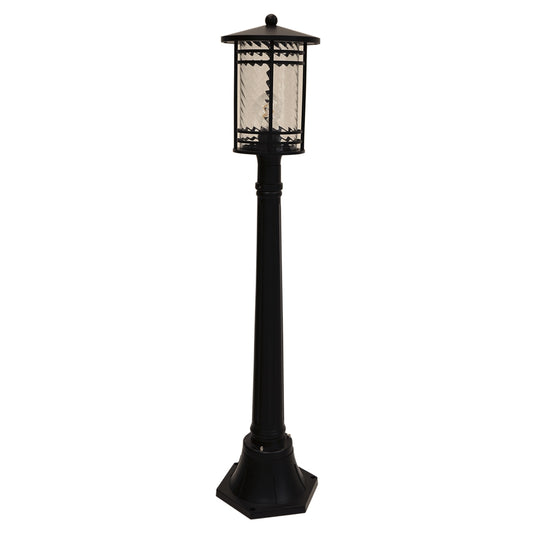 Bollard Light E27 Water Glass Diffuser - Black (Height 80cm)