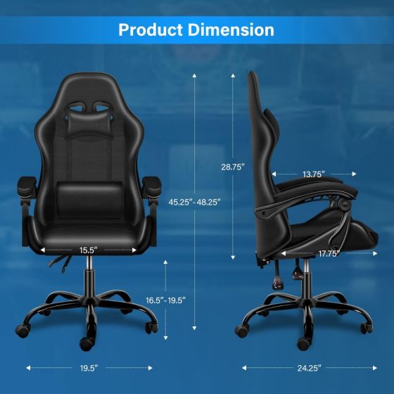 Gaming Chair Ergonomic Computer Chair, Backrest and Seat Height Adjustable, Swivel Recliner Chair - COOLBABY