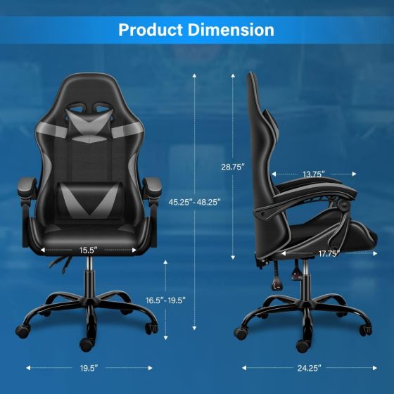 Gaming Chair Ergonomic Computer Chair, Backrest and Seat Height Adjustable, Swivel Recliner Chair - COOLBABY