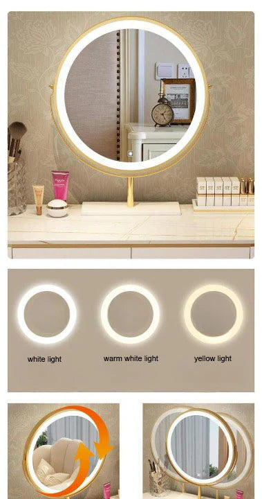 Modern Vanity Makeup Table with Lighted Mirror and Stool | Stylish Bedroom Décor - COOLBABY