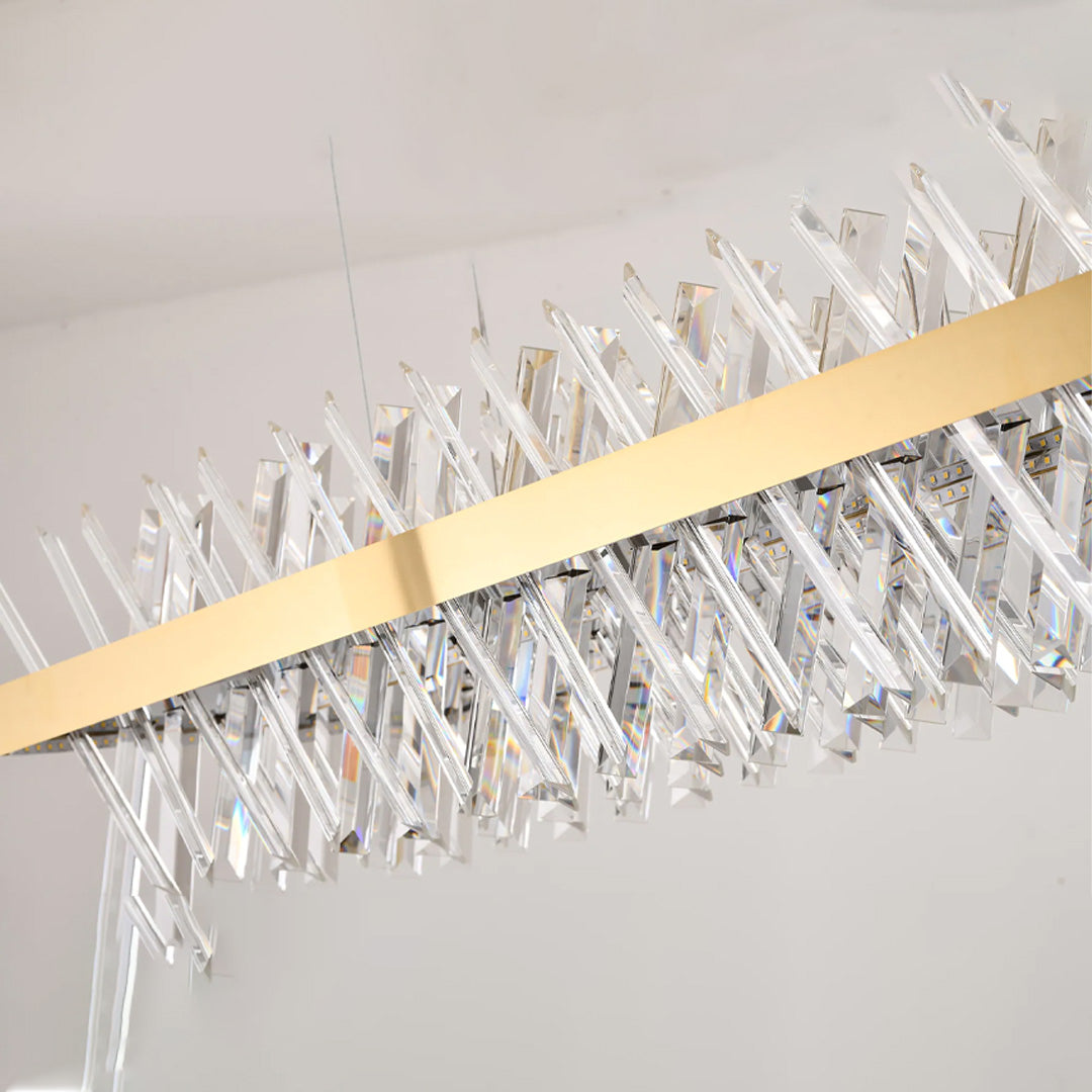 Modern Hanging Light K9 Clear Crystal - Brass